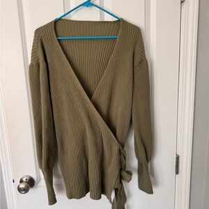 Olive Green Wrap Sweater